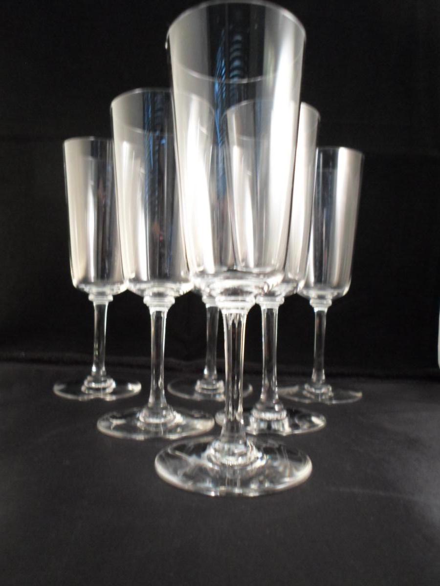 Series Of 6 Crystal Glasses Baccarat Twentieth Stamped