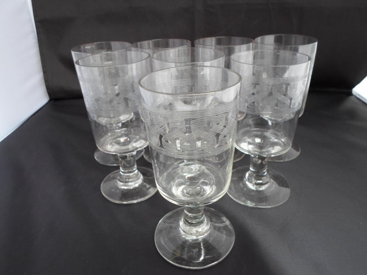 8 Verres Populaires Gravés XIXème-photo-2