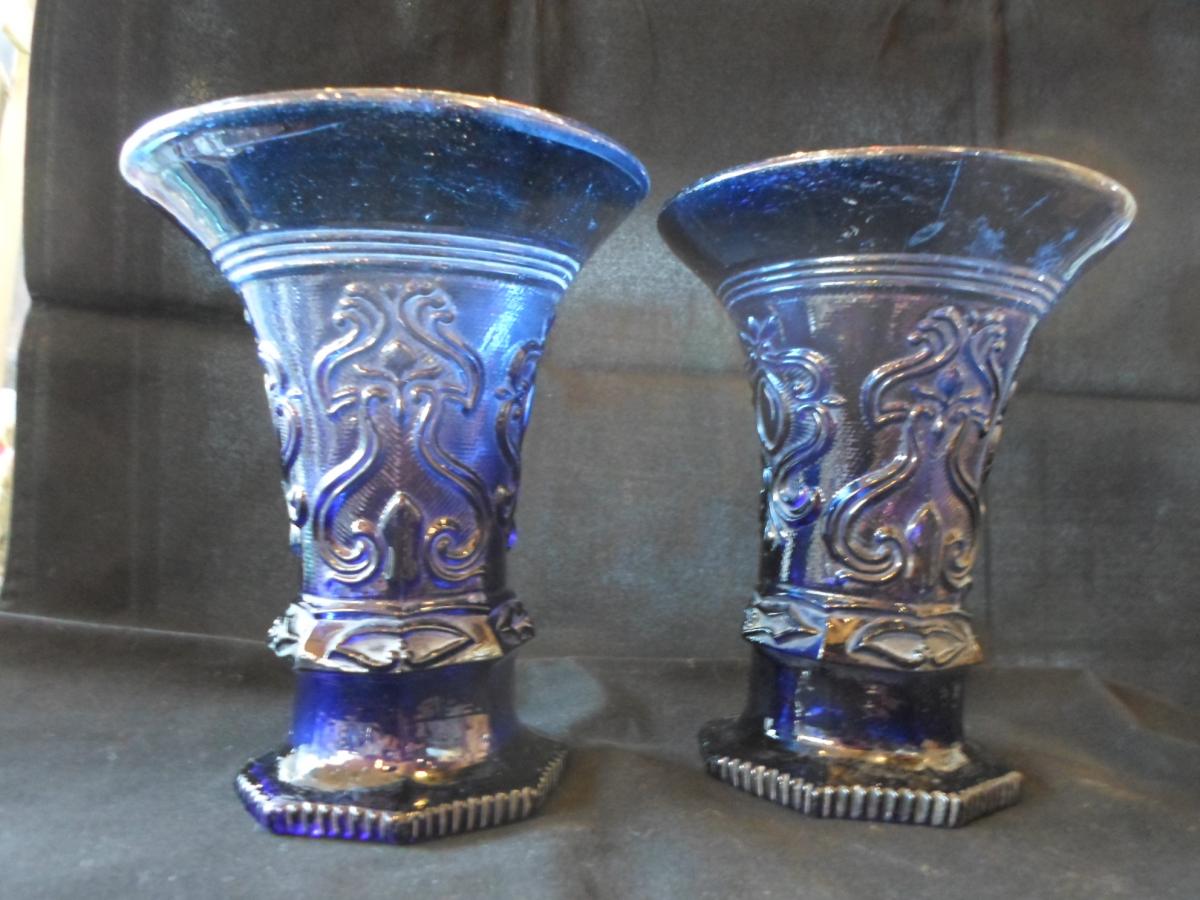 Pair Of Eighteenth Cobalt Vases-photo-2