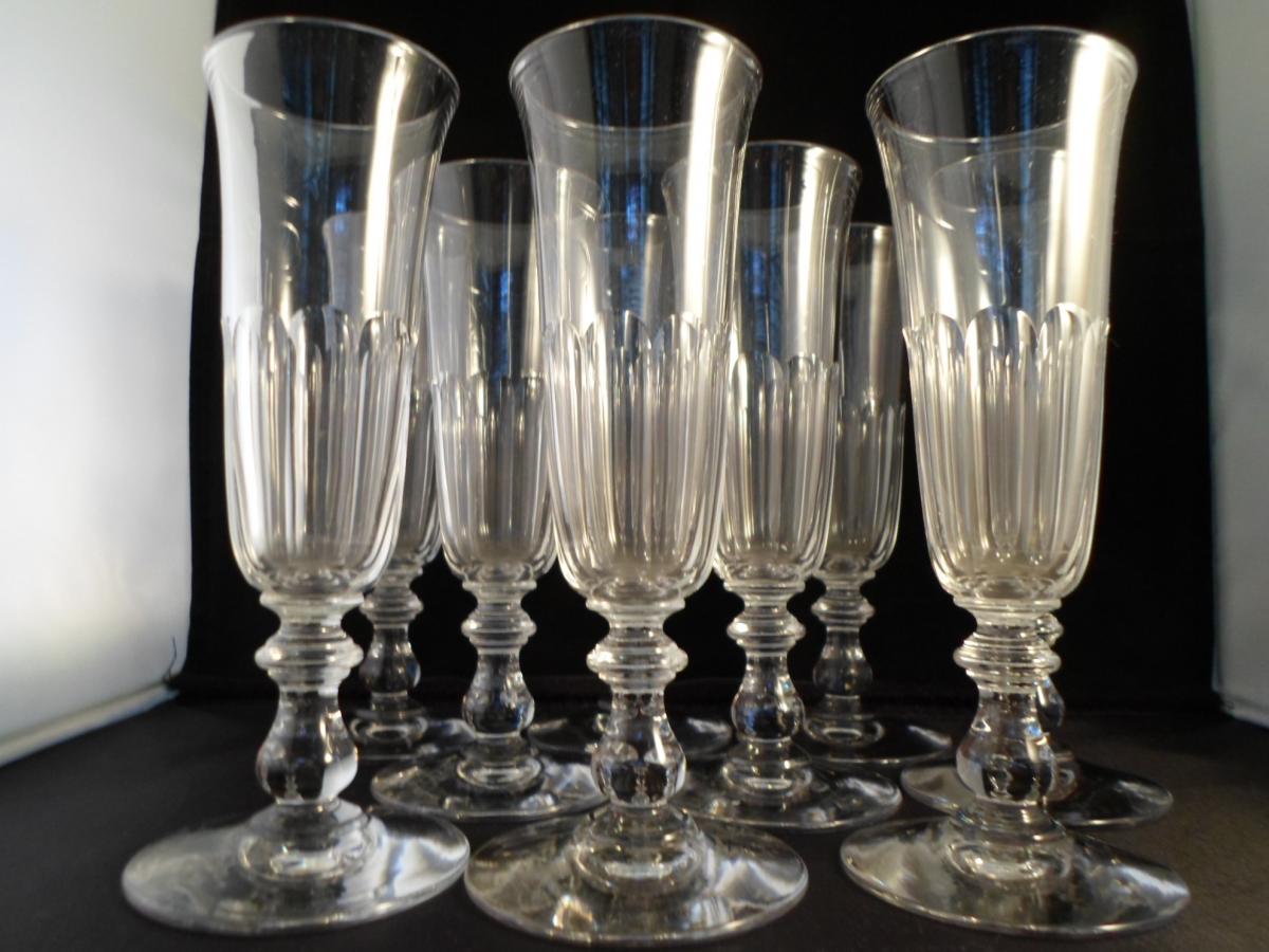 9 Flûtes Cristal XIXme 