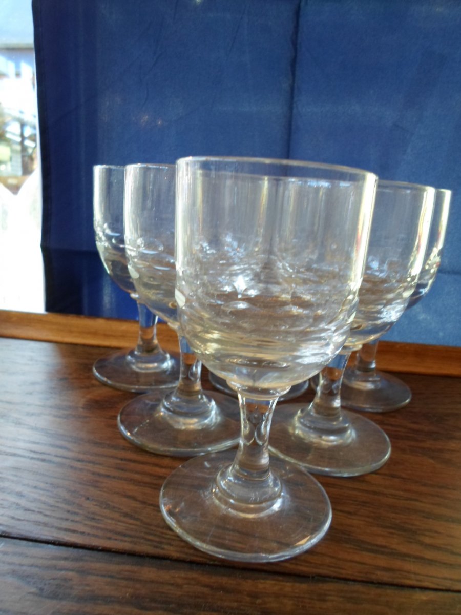 6 verres " bistrot " taillés début XXème