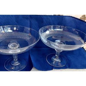 Pair Of XIXth Cut Crystal Dessert Bowls