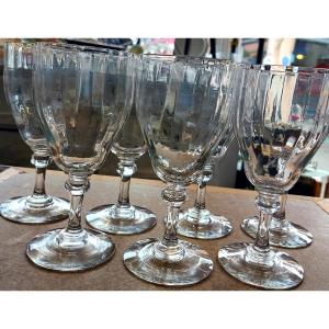 7 XIXth Stem Glasses. Venetian Coasts