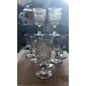 Série 9 verres à eau Soufflé/pressé  XIXeme