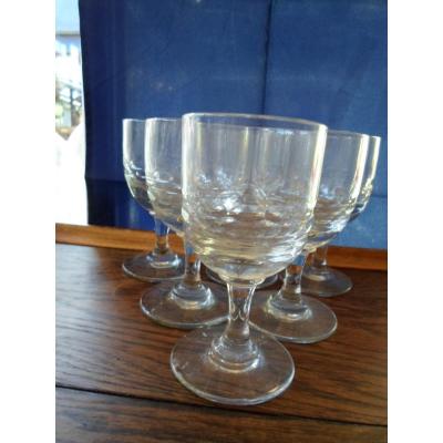 6 Bistro Glasses Cut In The Early 20th Century