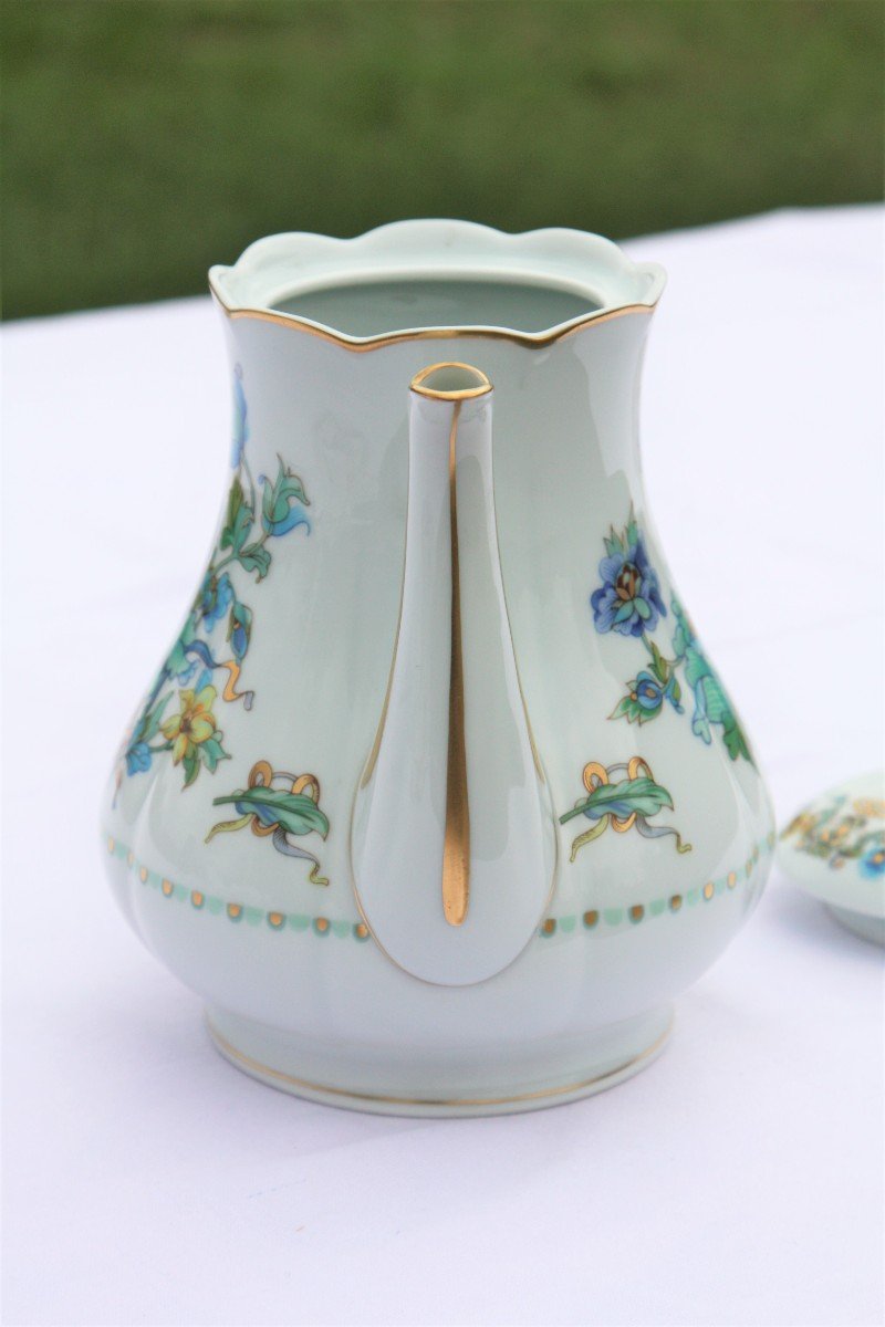 Coffee Pot In Haviland Limoges Porcelain, Aquarius Model-photo-3