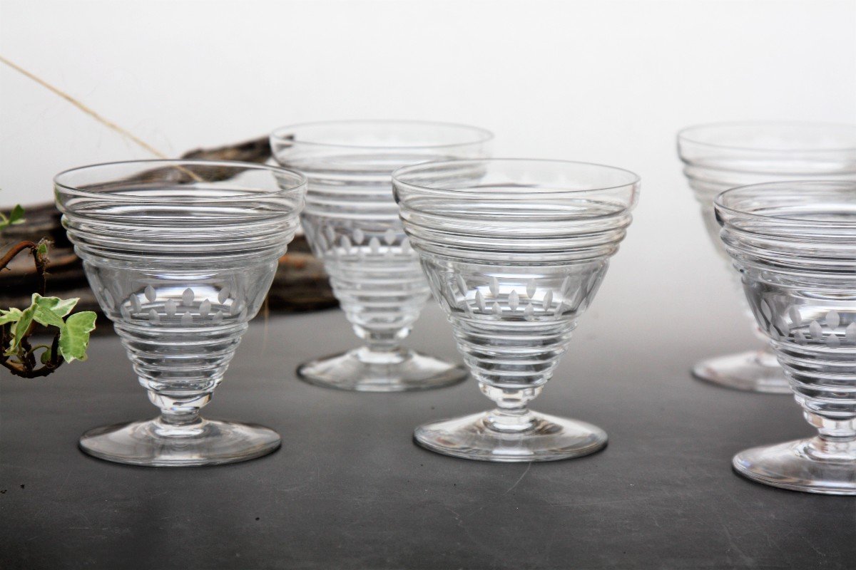 Set Of 6 Wine Glasses In Baccarat Crystal, St Etienne Model-photo-1