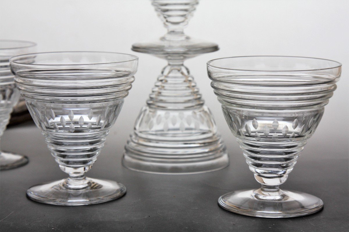 Set Of 6 Wine Glasses In Baccarat Crystal, St Etienne Model-photo-3
