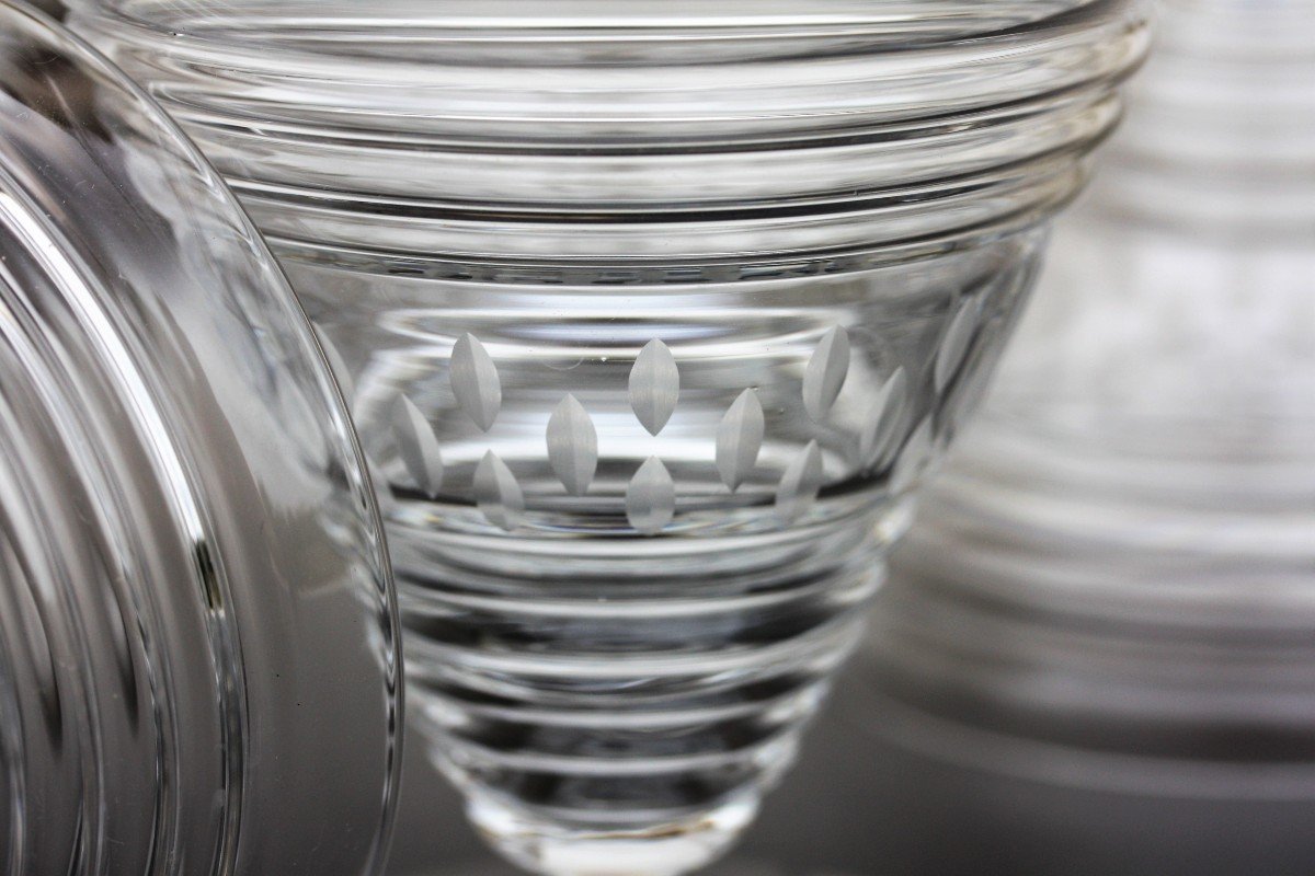 Set Of 6 Wine Glasses In Baccarat Crystal, St Etienne Model-photo-5