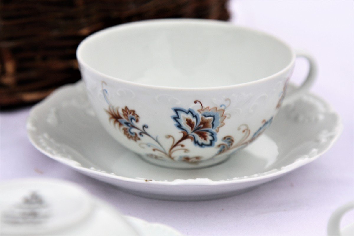 Set Of 6 Tea Cups And Saucers In Limoges Porcelain Tharaud, Ankara Model-photo-2