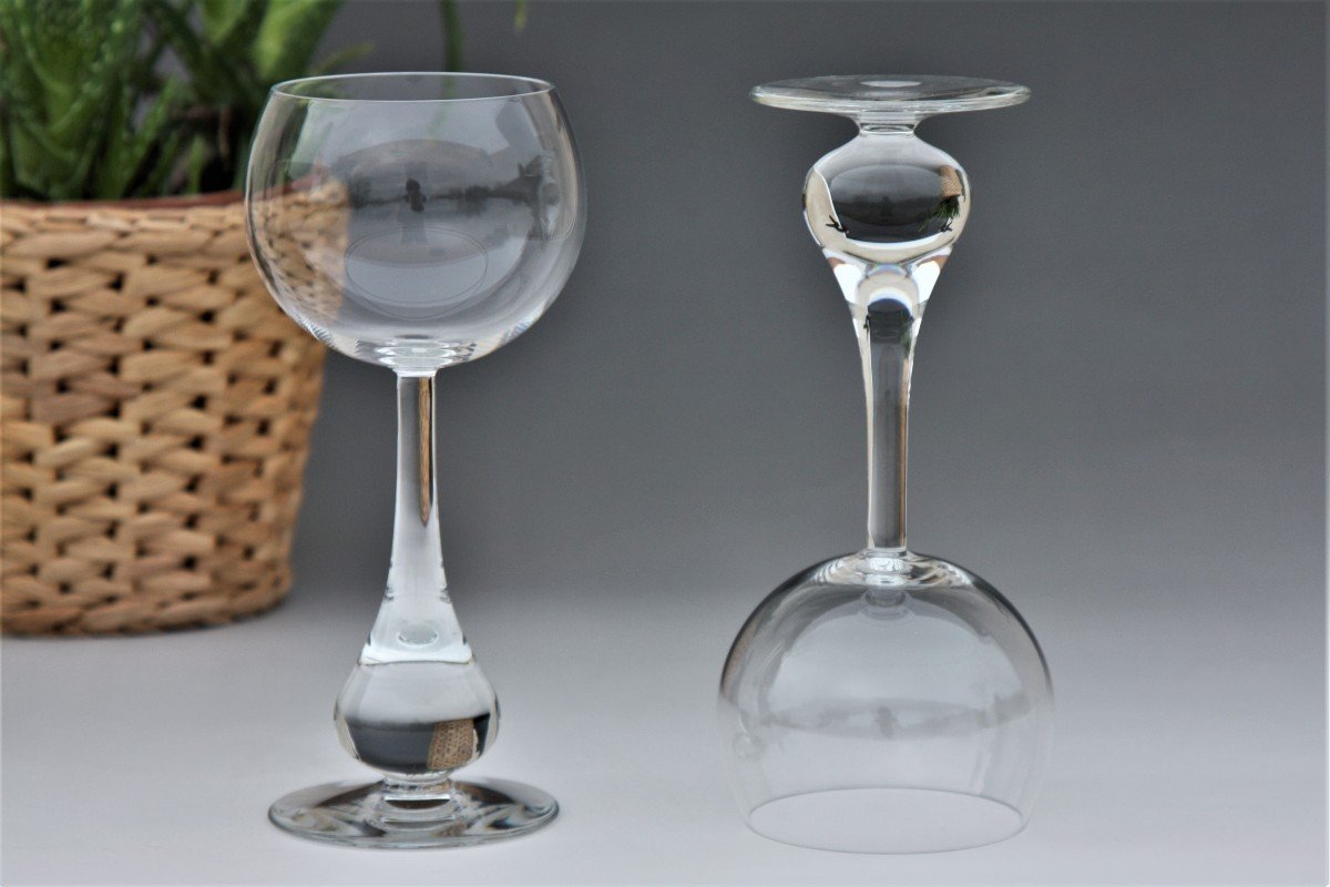 Set Of 6 Water Glasses In Baccarat Crystal, Pavot Model-photo-3
