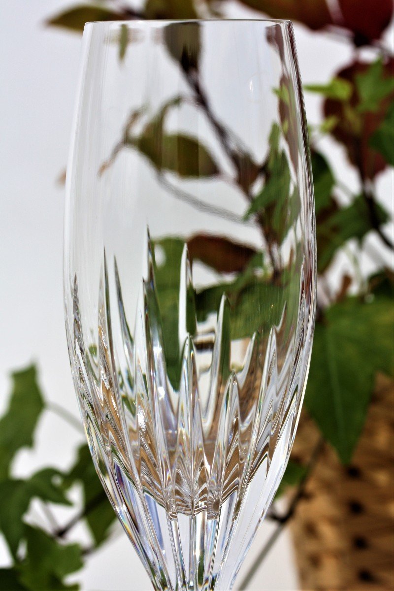 Set Of 2 Champagne Flutes In Baccarat Crystal, Massena Model-photo-2