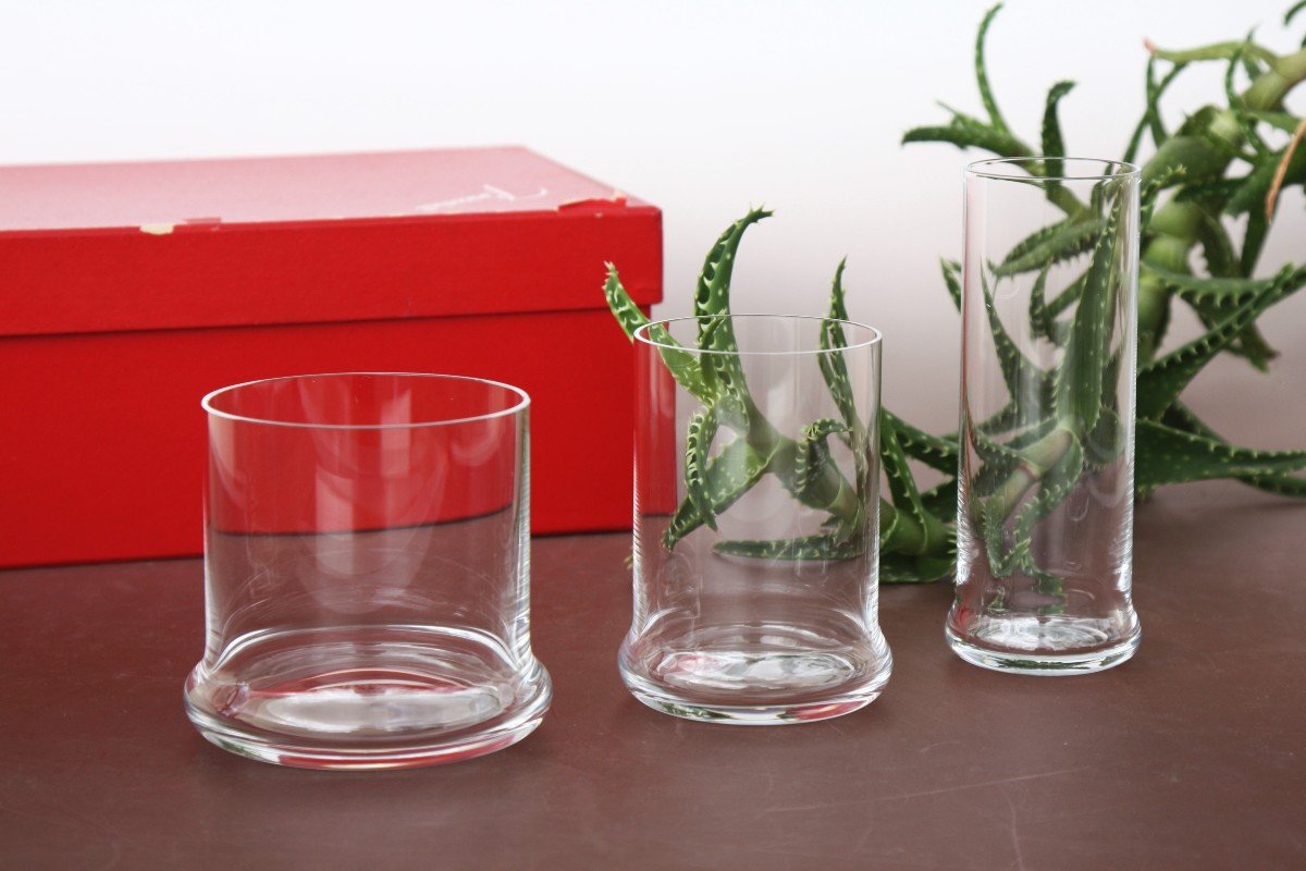 Box Of 3 Baccarat Crystal Glasses, Empilage Model