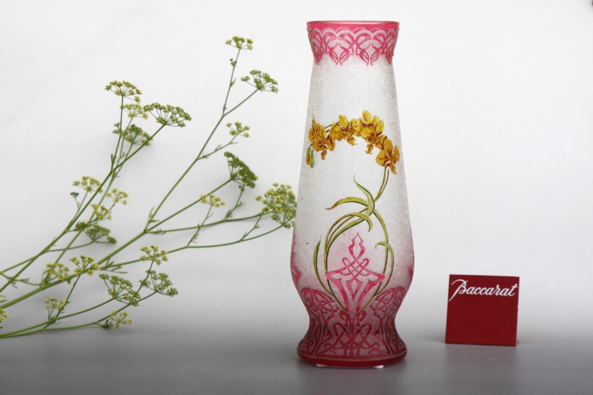 Baccarat Vase Art Nouveau With Orchids