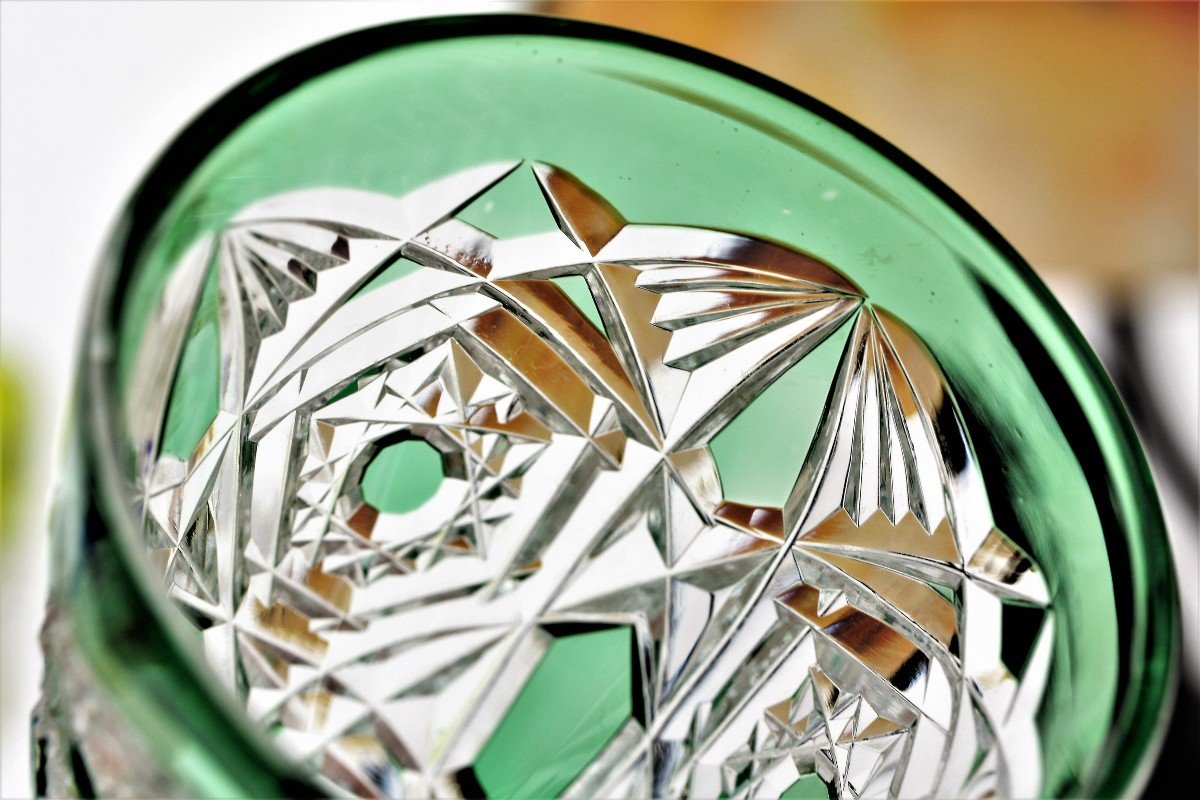 Baccarat Crystal Roemer Glass, Lagny Model, Green-photo-4