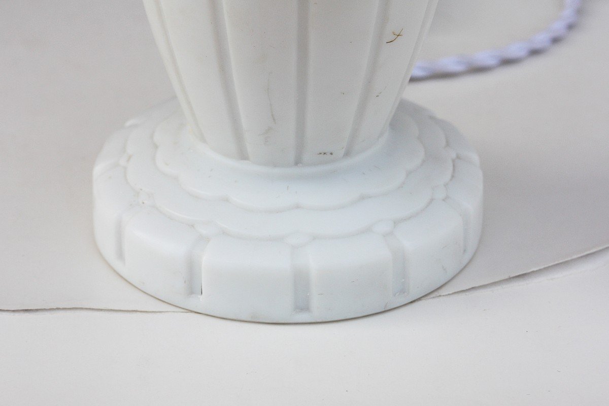 Rare Art Deco Opaline Baccarat Lamp Base-photo-4