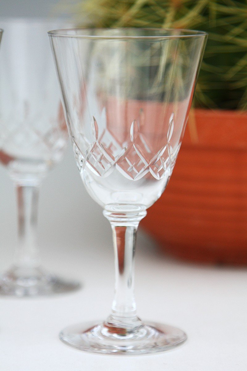 Set Of 6 Wine Glasses Cristallerie De Nancy-photo-2
