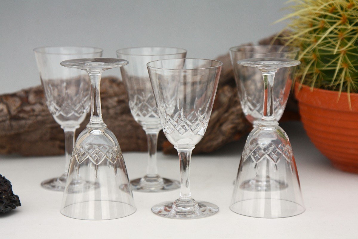 Set Of 6 Wine Glasses Cristallerie De Nancy-photo-5
