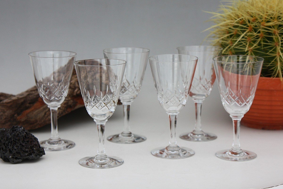 Set Of 6 Wine Glasses Cristallerie De Nancy