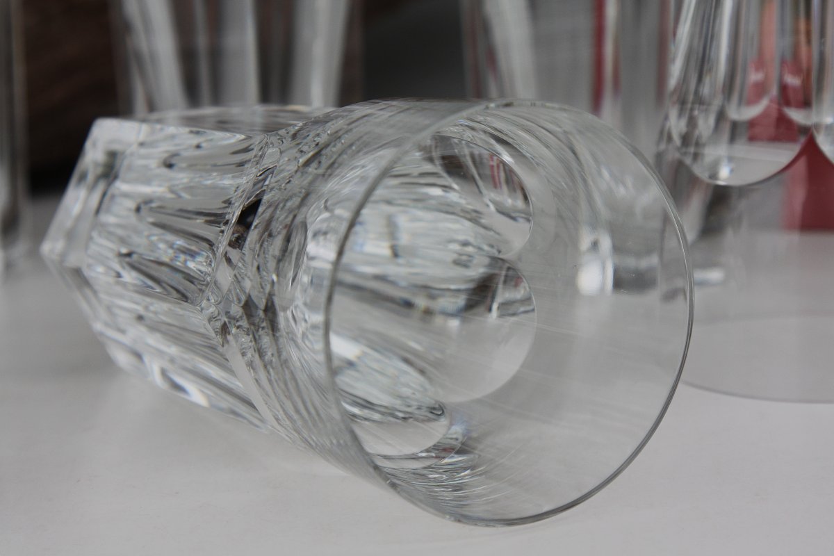Set Of 6 Baccarat Crystal Long Drink Glasses, Harcourt Model-photo-3