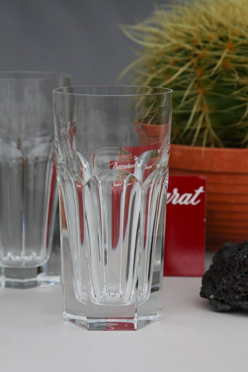 Set Of 6 Baccarat Crystal Long Drink Glasses, Harcourt Model-photo-1