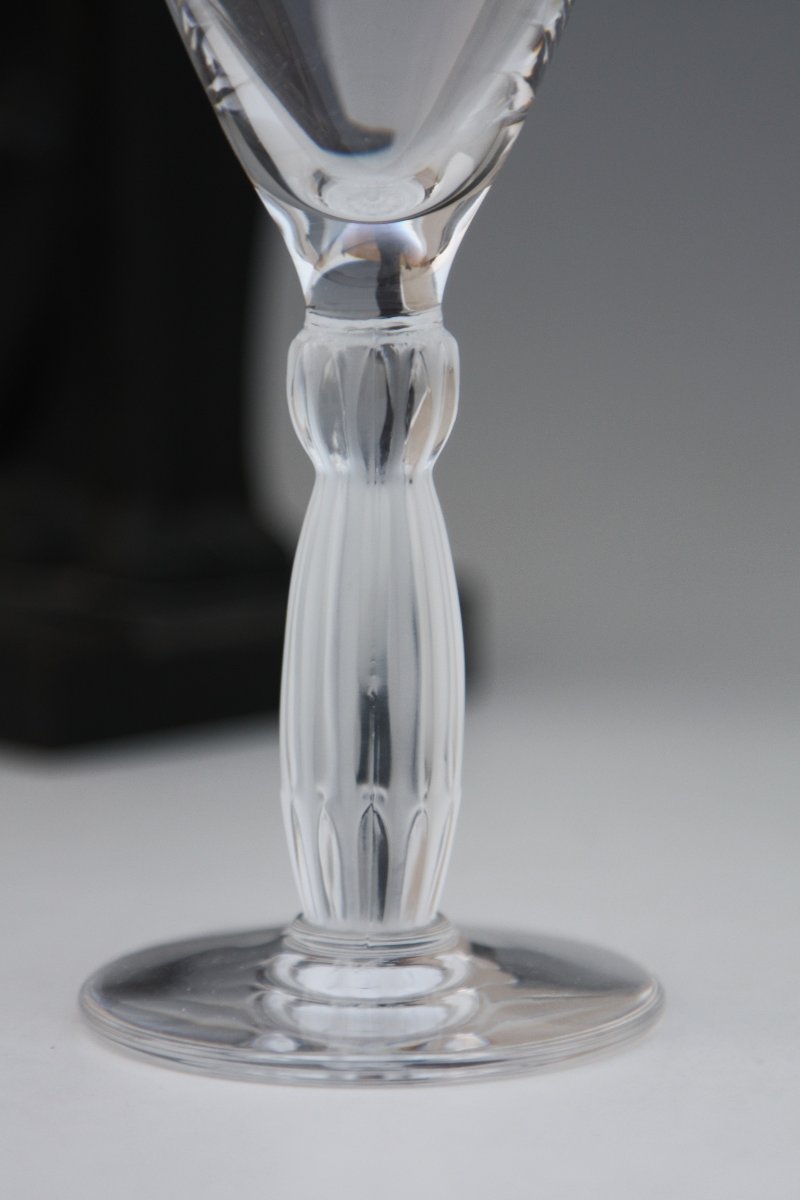 Set Of 2 Lalique Crystal Champagne Flutes, Louqsor Model-photo-2