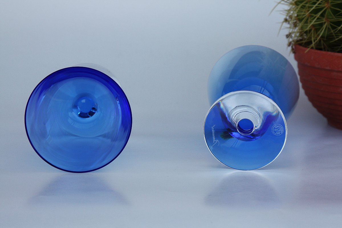 Set Of 2 Baccarat Crystal Wine Glasses, Vega Model-photo-1