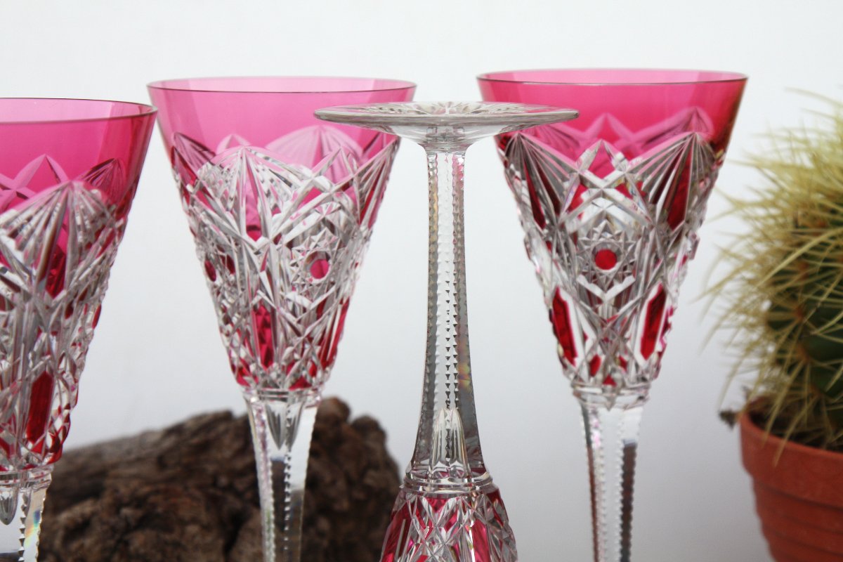 Set Of 4 Baccarat Crystal Cocktail Or Champagne Flutes, Lagny Model-photo-2