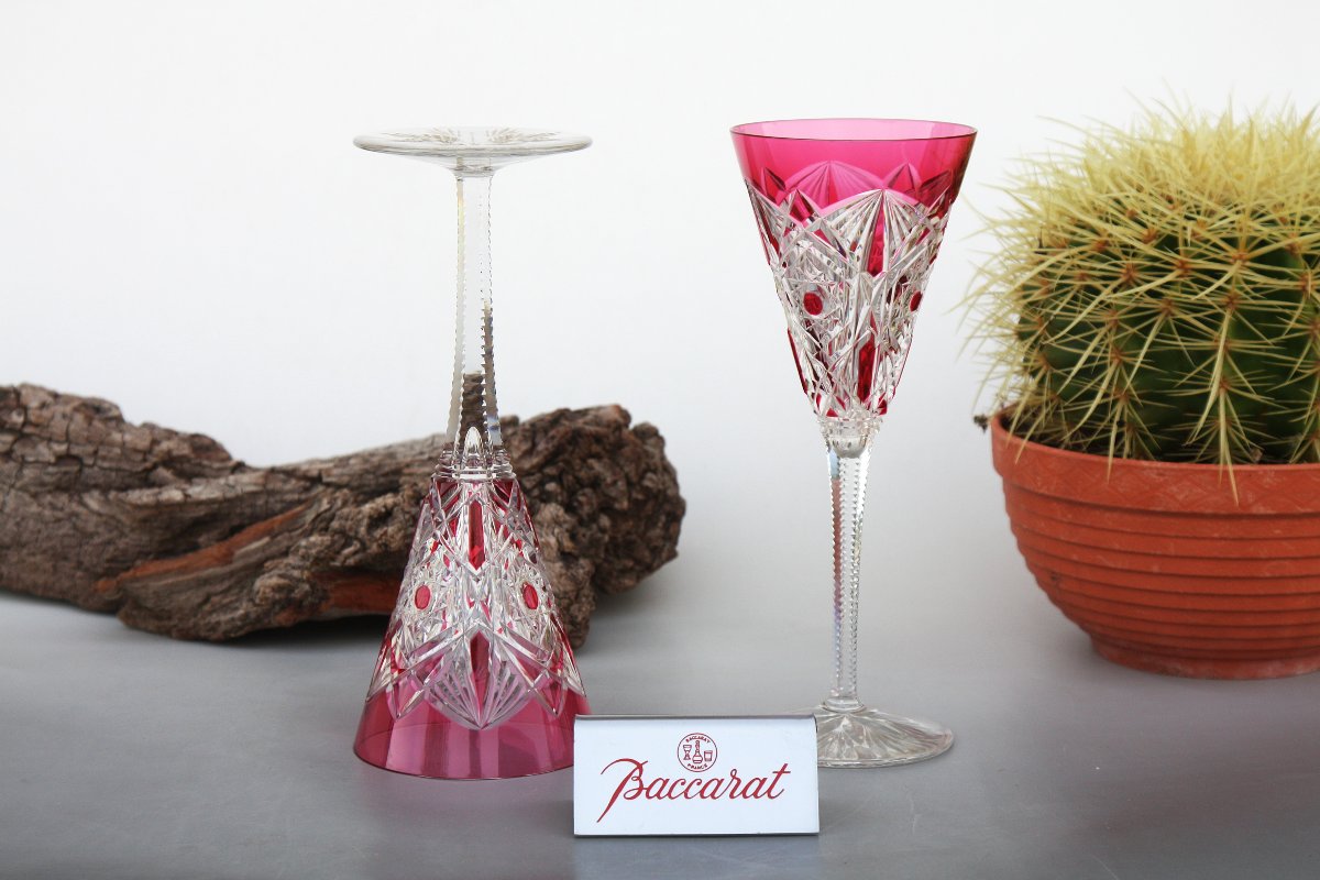 Set Of 4 Baccarat Crystal Cocktail Or Champagne Flutes, Lagny Model-photo-5