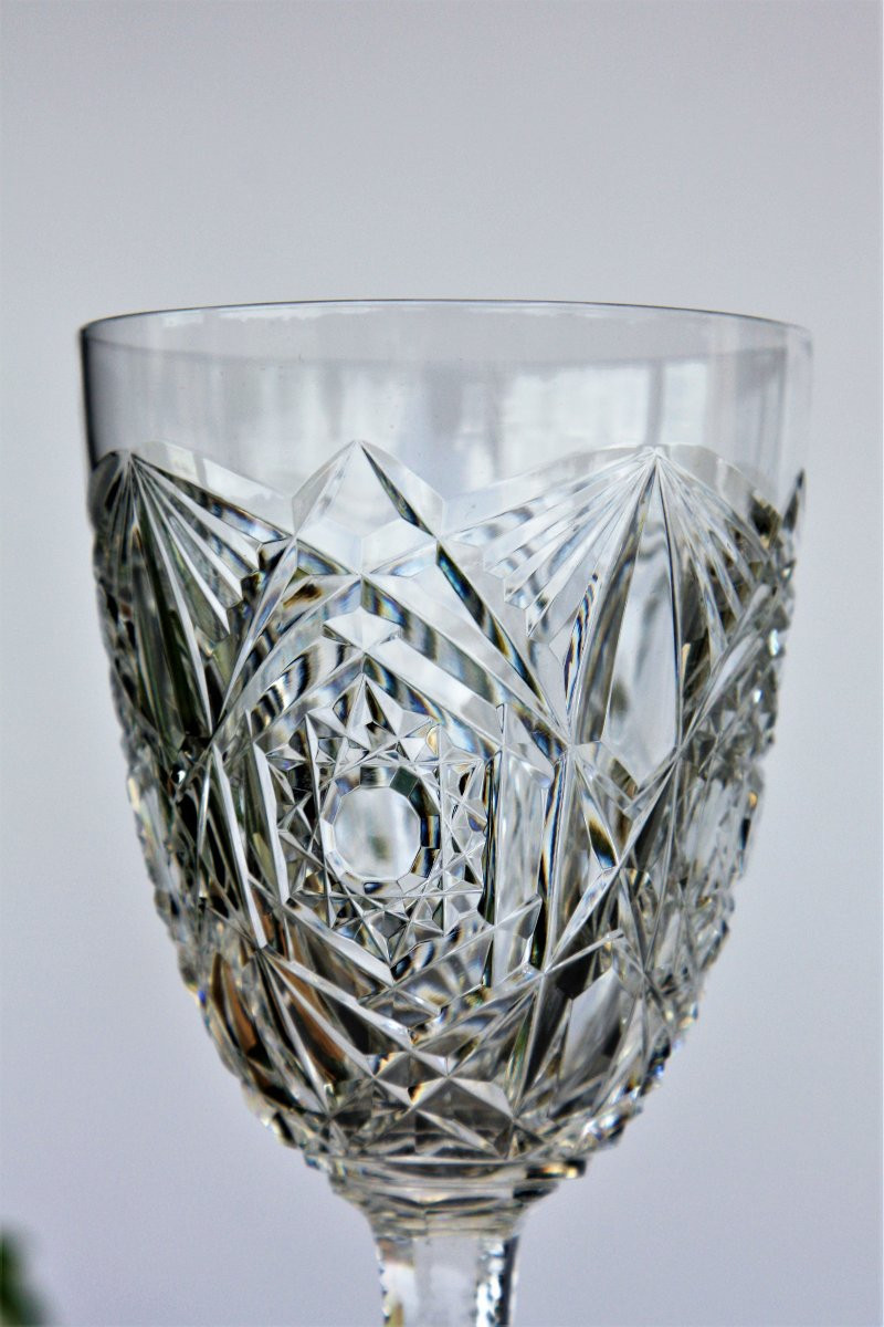 Set Of 4 Baccarat Crystal Wine Glasses No. 4, Lagny Model-photo-2