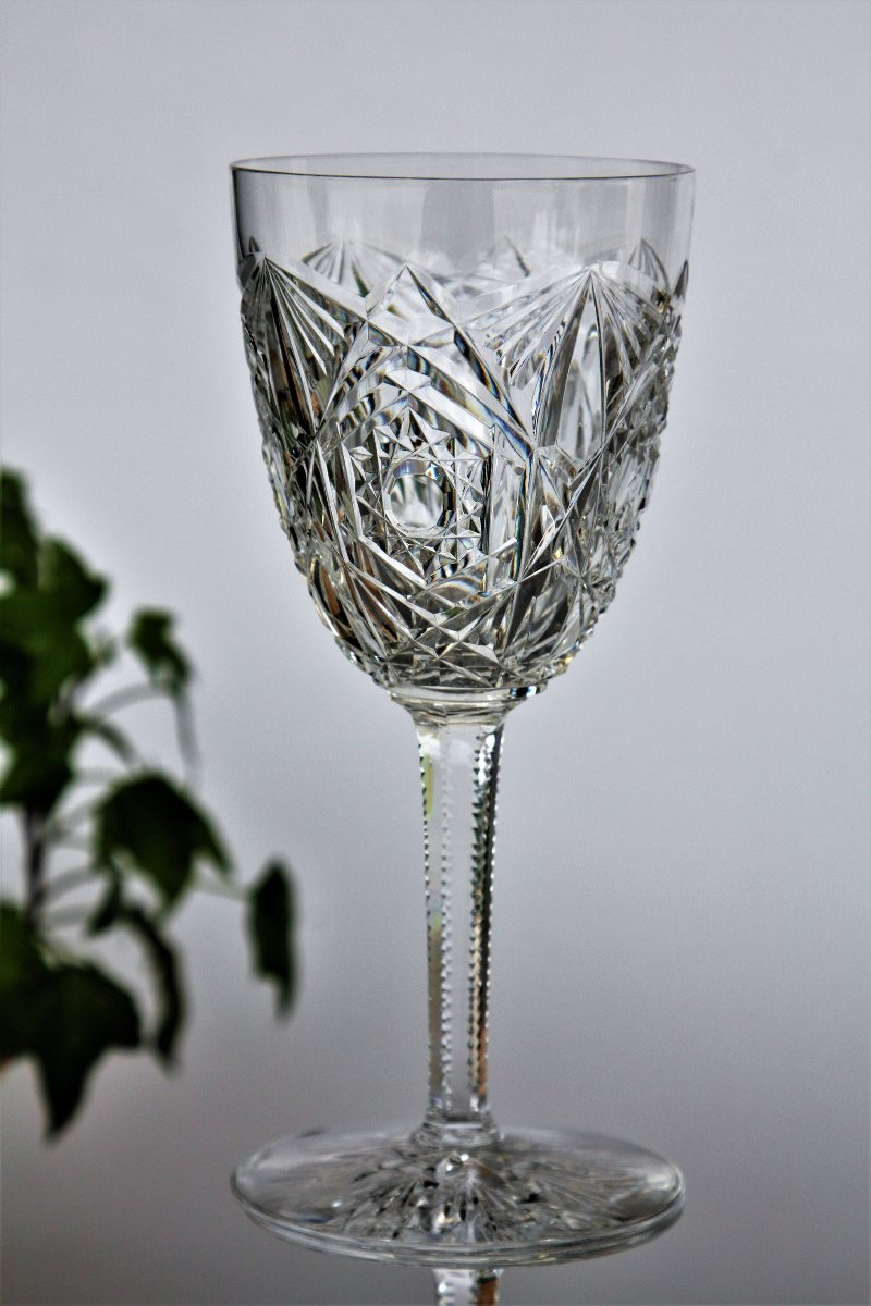 Set Of 4 Baccarat Crystal Wine Glasses No. 4, Lagny Model-photo-2