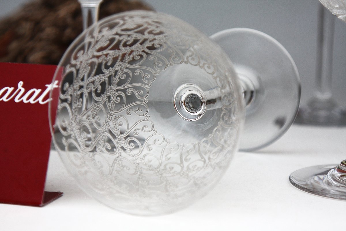 Water Glass In Baccarat Crystal, Rare Josselin Model-photo-2