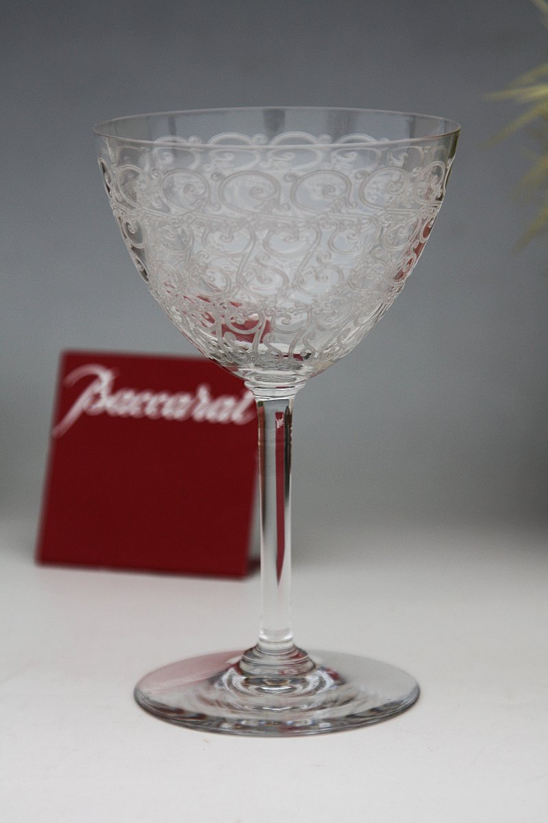 Water Glass In Baccarat Crystal, Rare Josselin Model-photo-5