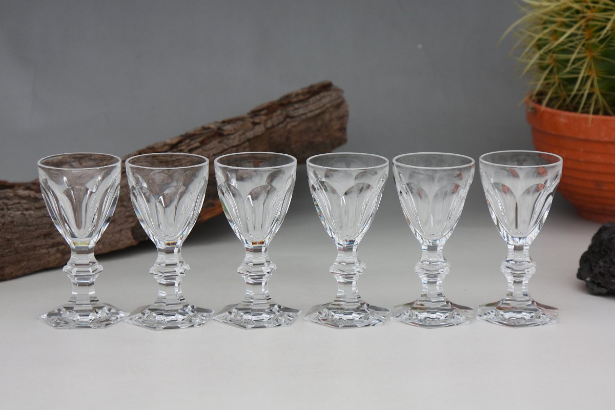 Set Of 6 Baccarat Crystal Liquor Glasses, Harcourt Model-photo-2