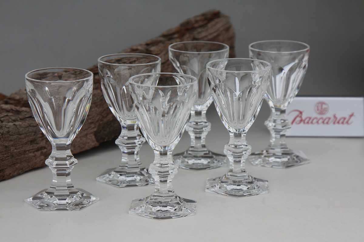 Set Of 6 Baccarat Crystal Liquor Glasses, Harcourt Model