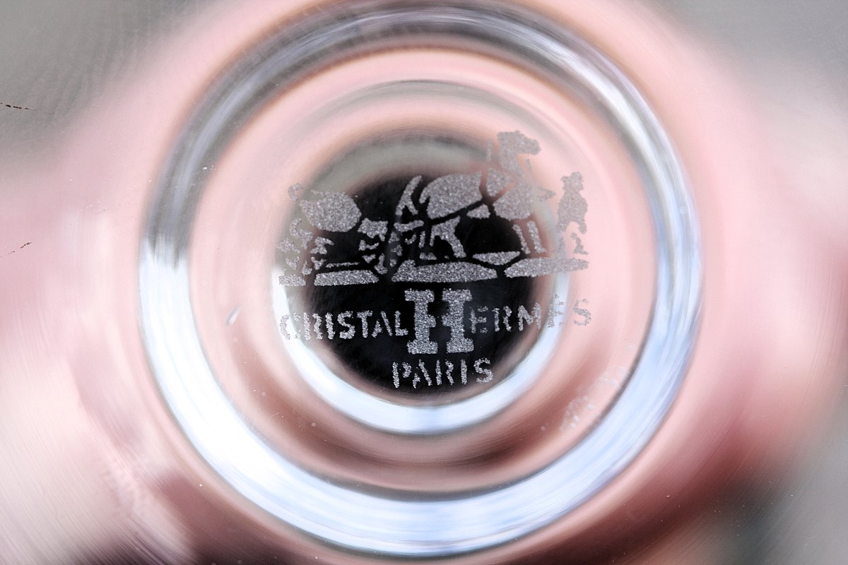 Set Of 2 Crystal Water Glasses From Hermès, Inca Model-photo-4