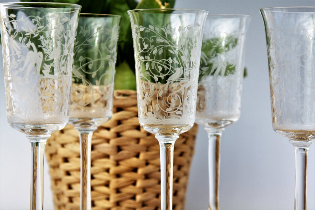 Set Of 6 Baccarat Crystal Wine Glasses, Leillah Model-photo-3