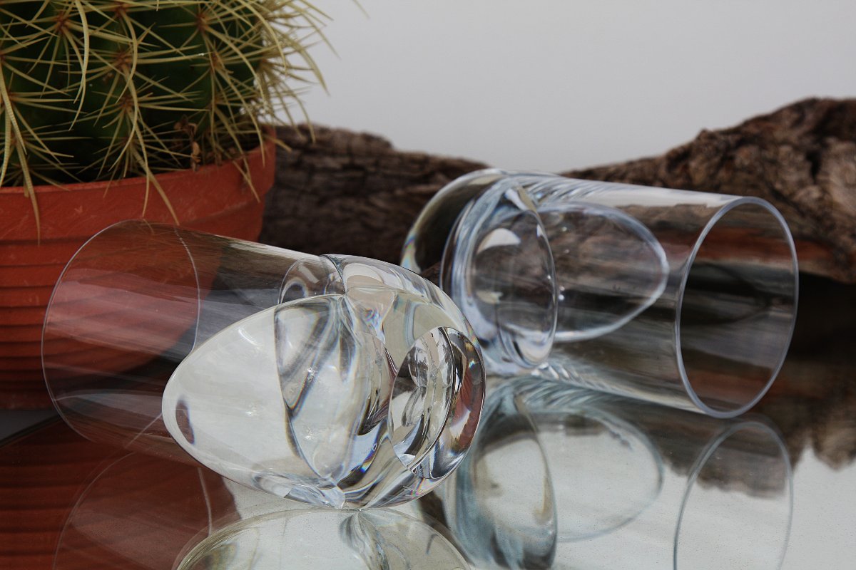 Set Of 5 Daum Crystal Water Glasses, Corolle Model-photo-3