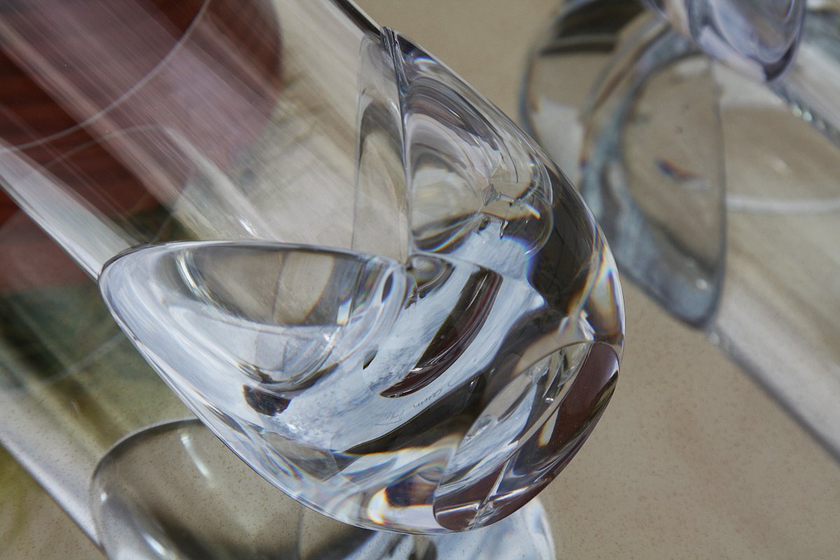 Set Of 5 Daum Crystal Water Glasses, Corolle Model-photo-4