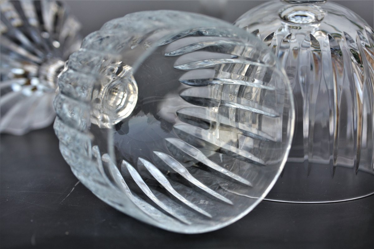 Set Of 6 Saint-louis Crystal Bordeaux Wine Glasses, Fontainebleau Pattern-photo-4