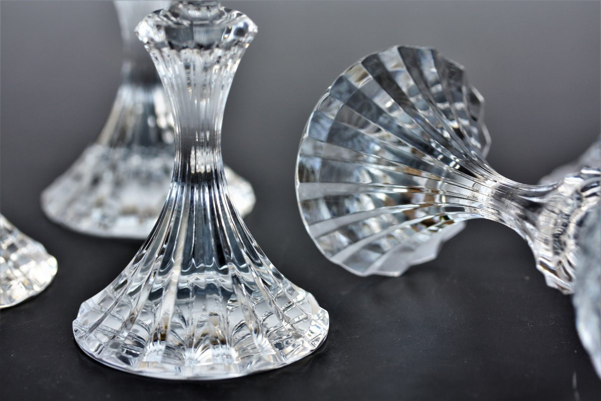 Set Of 6 Saint-louis Crystal Bordeaux Wine Glasses, Fontainebleau Pattern-photo-6