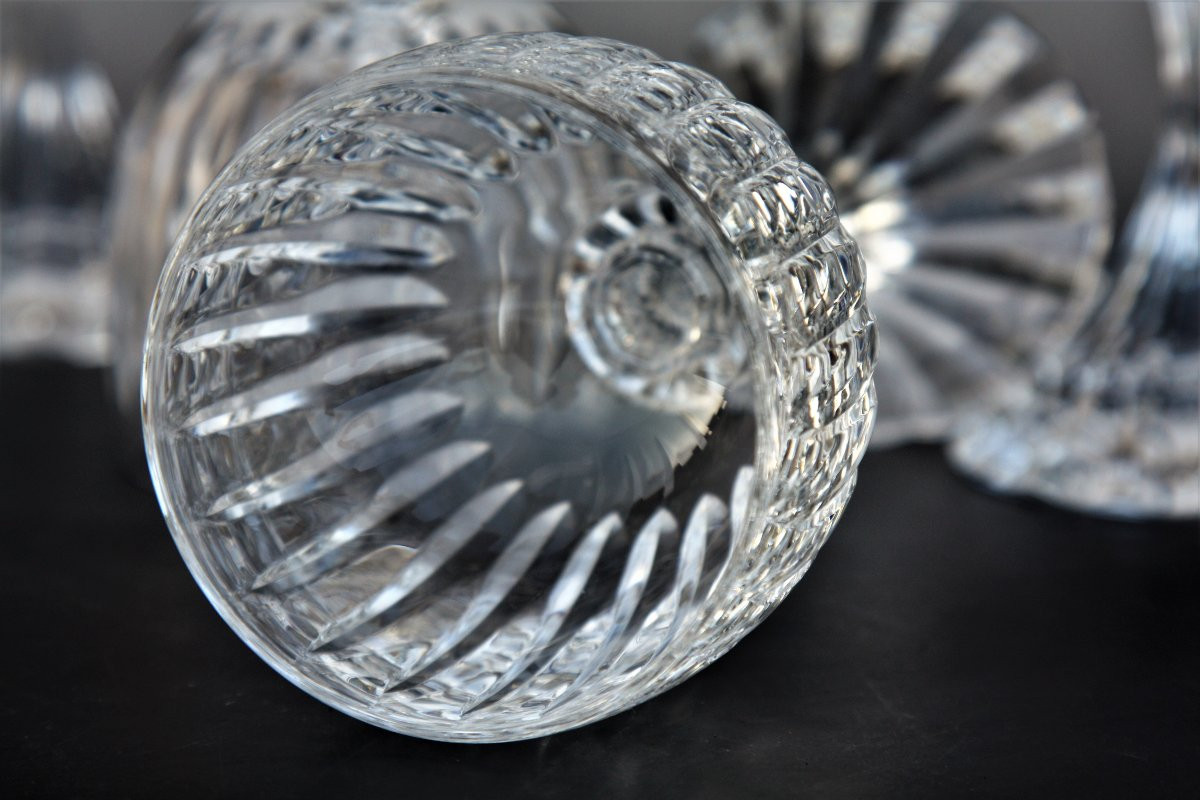 Set Of 6 Saint-louis Crystal Water Glasses, Fontainebleau Pattern-photo-2