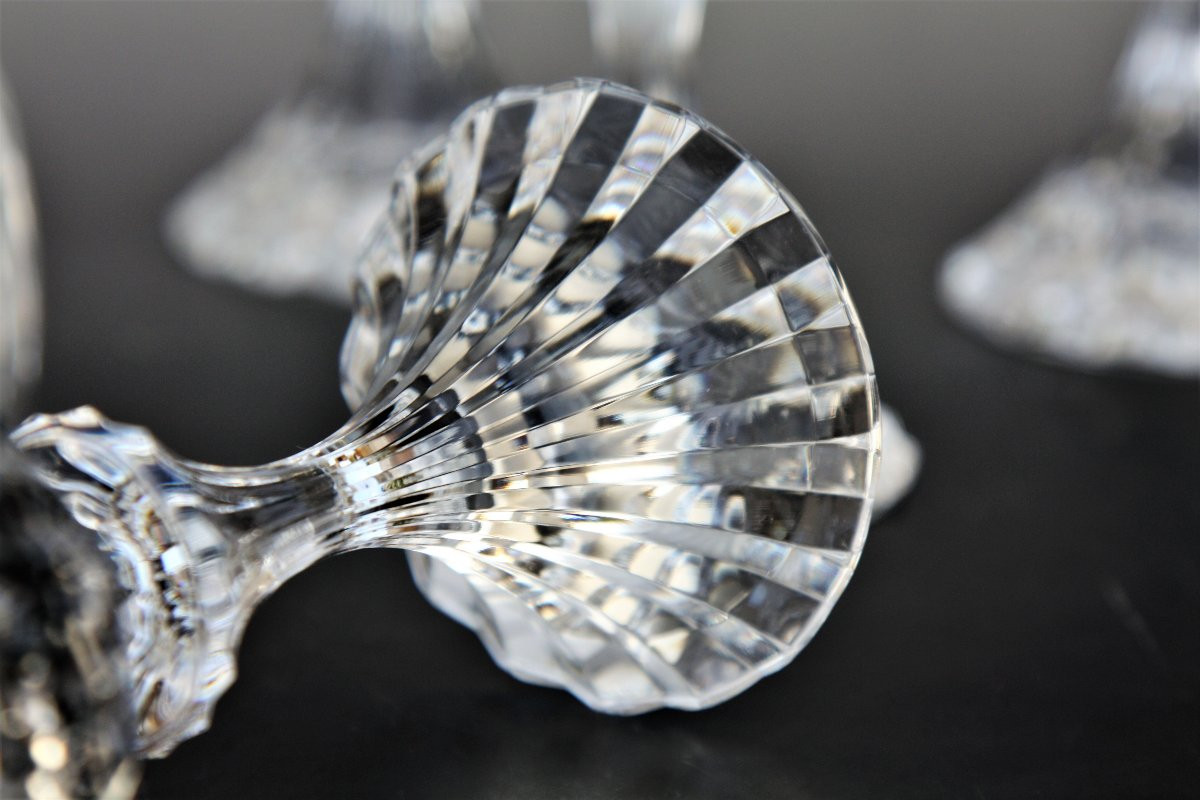 Set Of 6 Saint-louis Crystal Water Glasses, Fontainebleau Pattern-photo-4