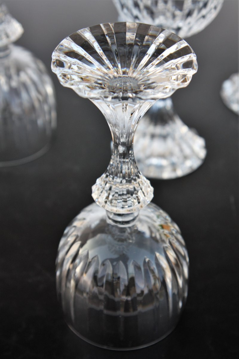 Set Of 6 Saint-louis Crystal Water Glasses, Fontainebleau Pattern-photo-5