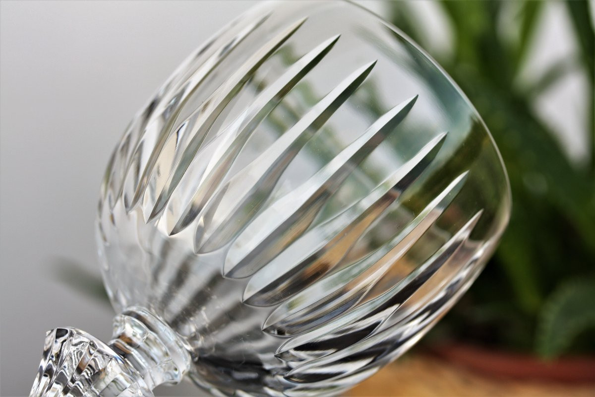 Set Of 6 Saint-louis Crystal Water Glasses, Fontainebleau Pattern-photo-7