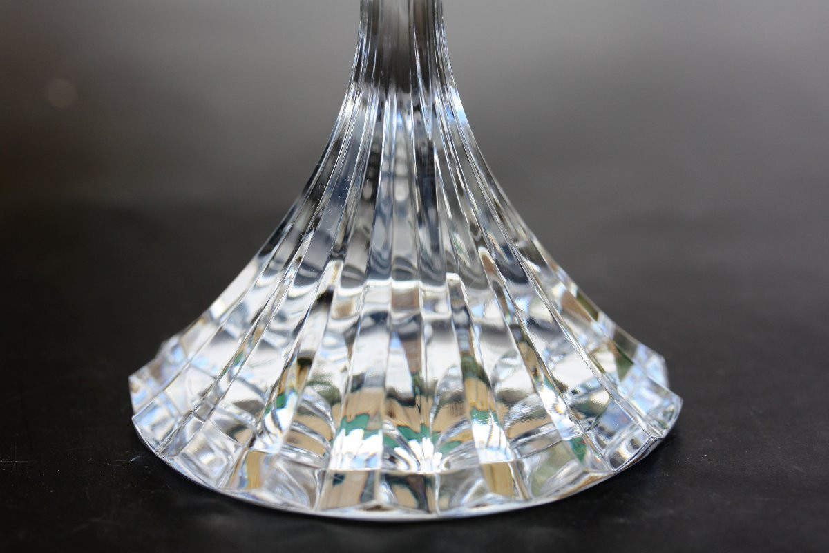 Set Of 6 Saint Louis Crystal Champagne Flutes, Fontainebleau Pattern-photo-4