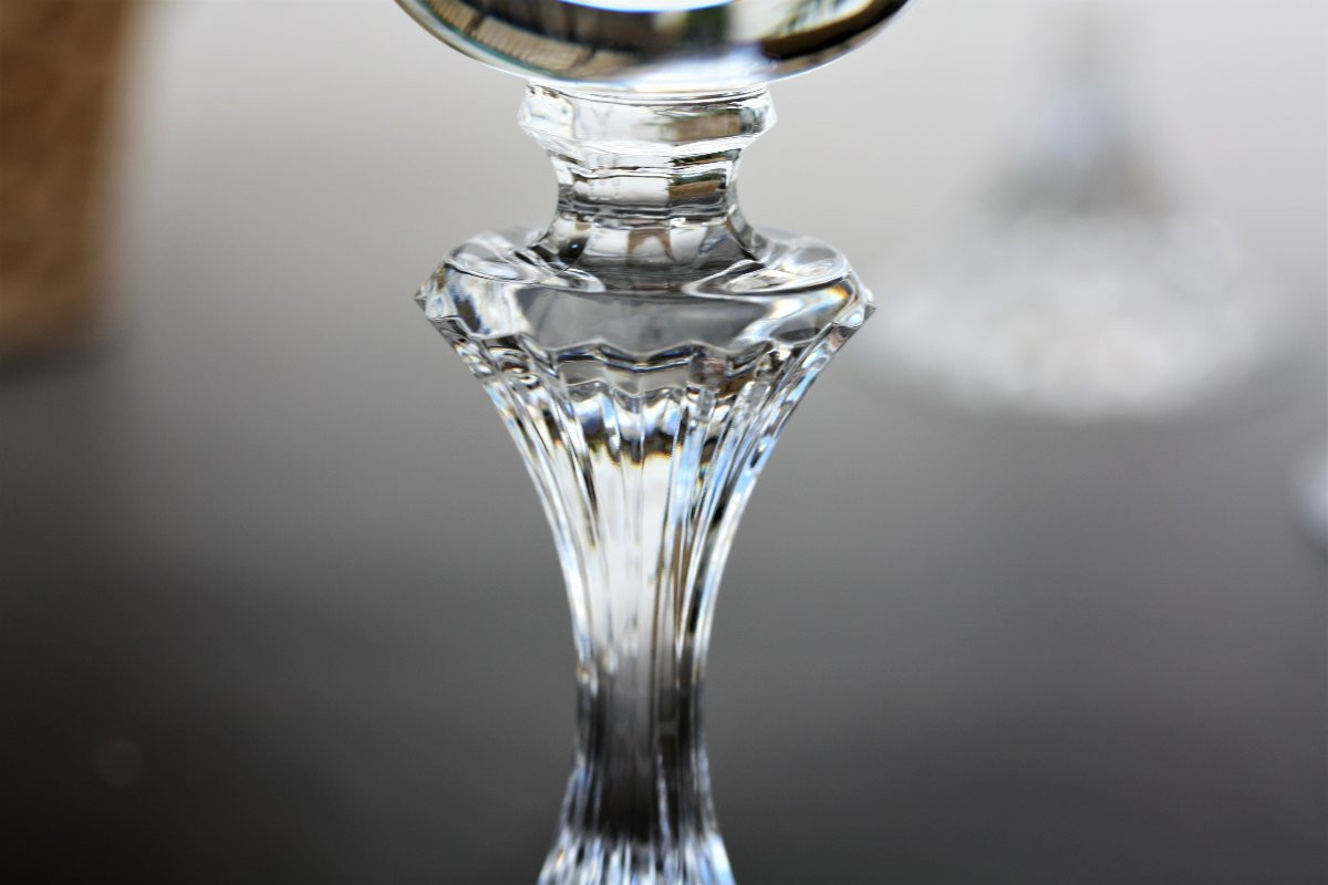 Set Of 6 Saint Louis Crystal Champagne Flutes, Fontainebleau Pattern-photo-5