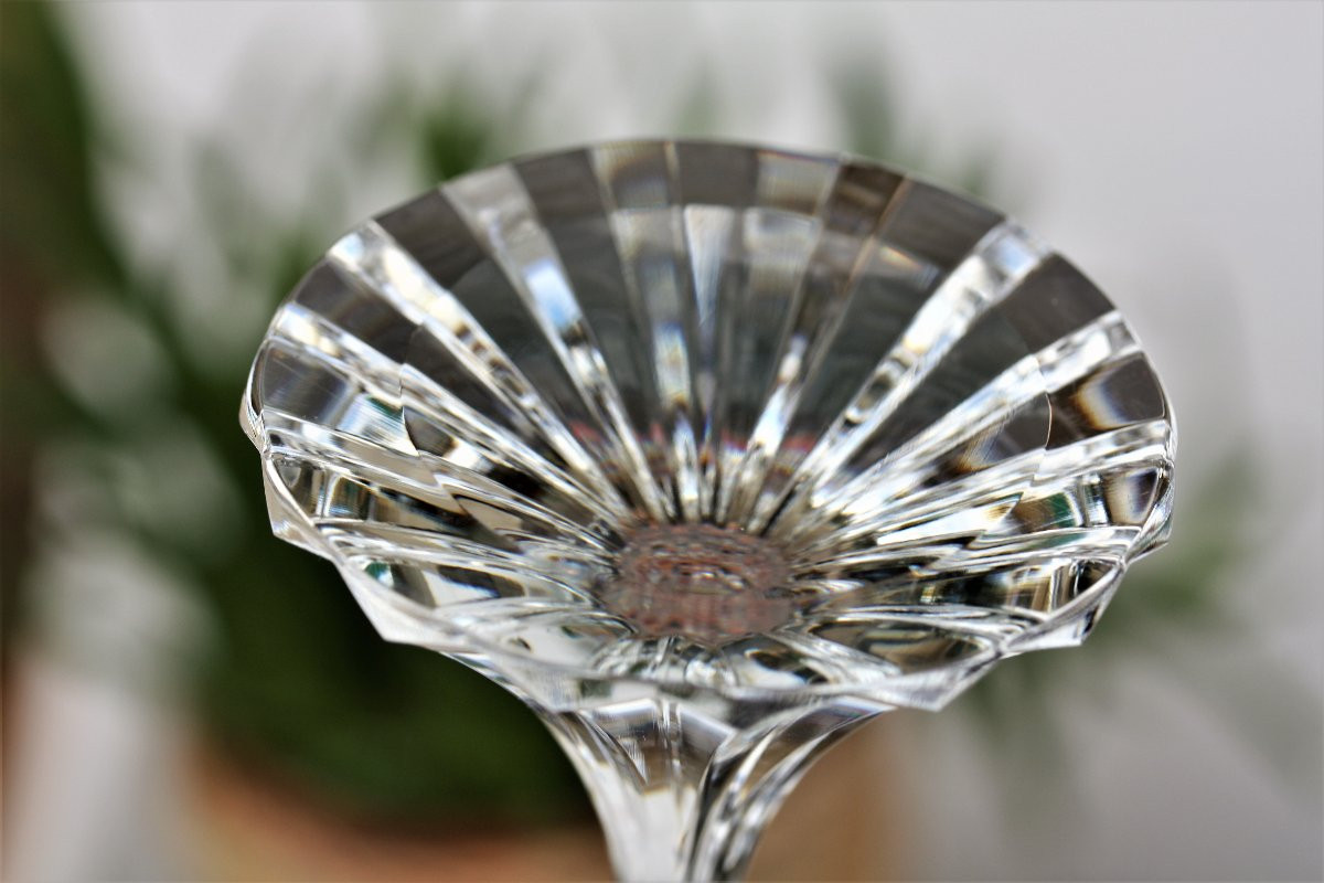 Set Of 6 Saint Louis Crystal Champagne Flutes, Fontainebleau Pattern-photo-8