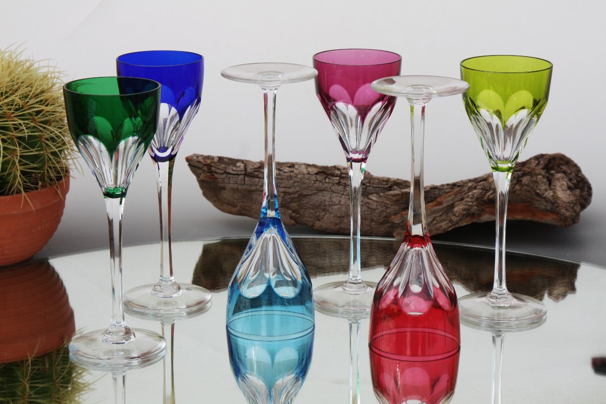 Set Of 6 Roemer Glasses In Saint Louis Crystal, Bristol Pattern-photo-4