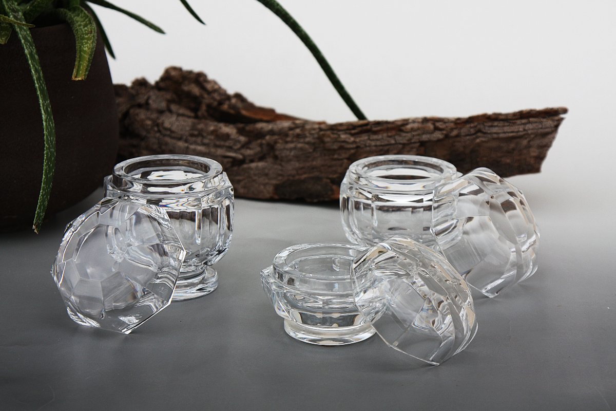 Set Of 3 Baccarat Crystal Toilet Boxes, Malmaison Model-photo-2